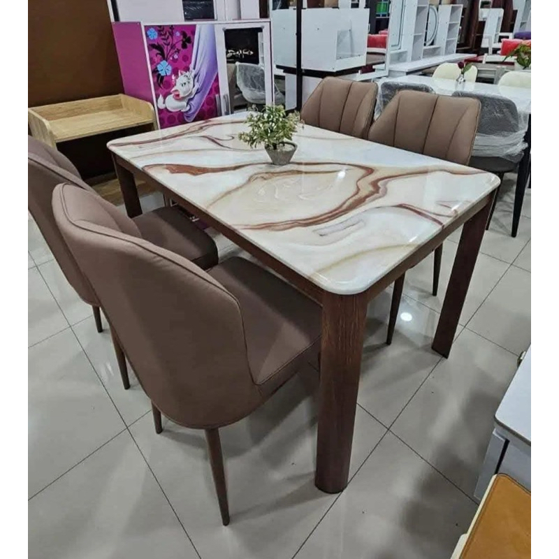 MEJA MAKAN MARMER MAKO IMPORTA 4 KURSI | MEJA MAKAN KEKINIAN | FREE ONGKIR BANDAR LAMPUNG