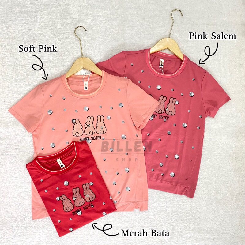 BILLENSHOP - KAOS IMPORT WANITA BORDIR #KELINCI