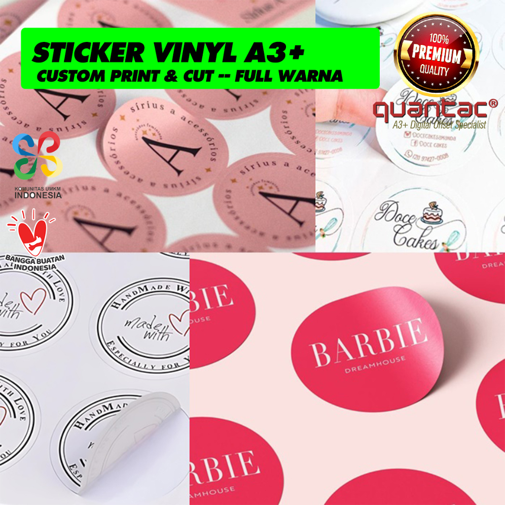 

Print Cetak Sticker Vinyl A3+ KISS CUT Label Kemasan Skincare Kosmetik Makanan Minuman Kualitas Premium Bebas Custom Gambar Bentuk