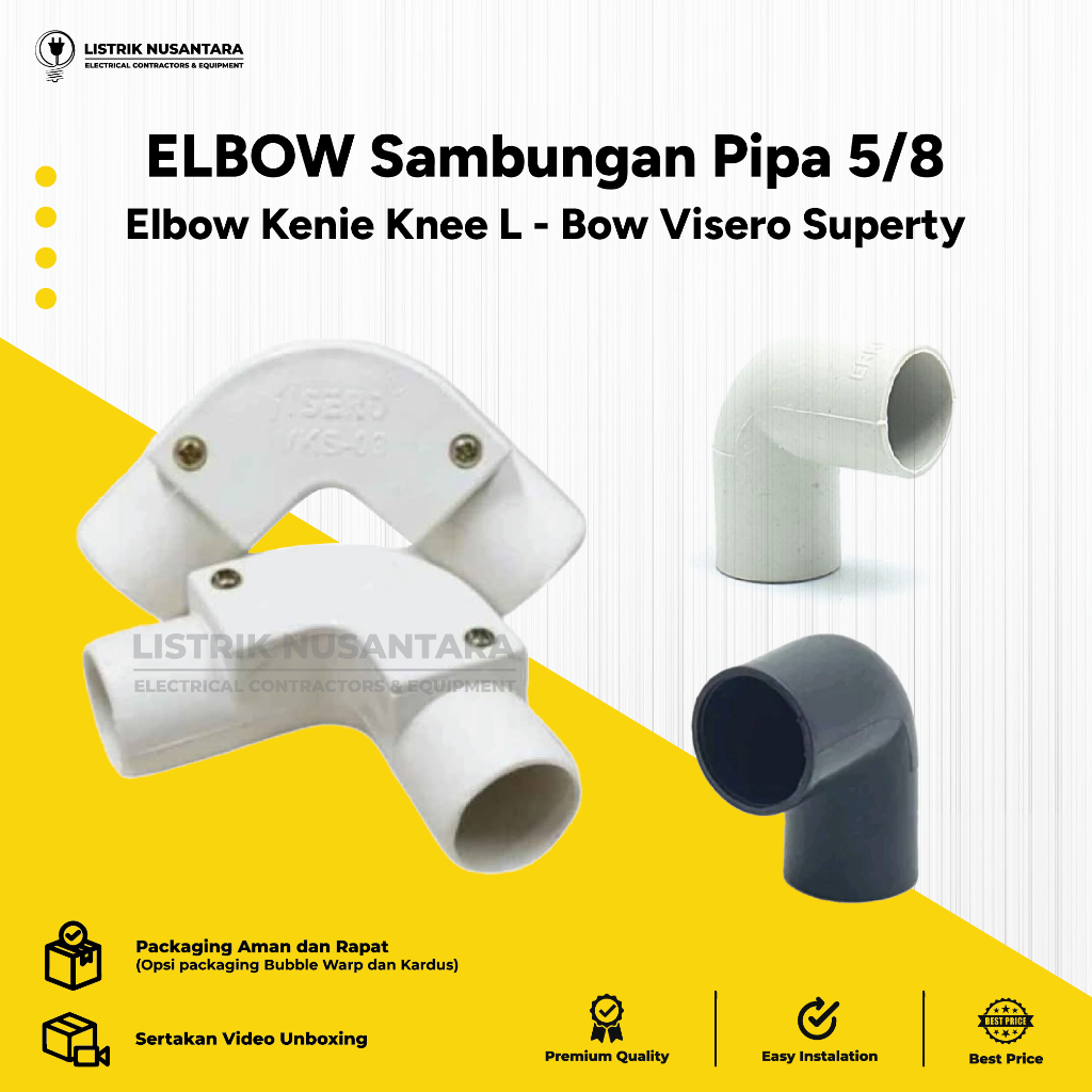 Elbow Kenie Knee L - Bow Visero 20mm / 17mm Sambungan Pipa Listrik Conduit 3/4 5/8