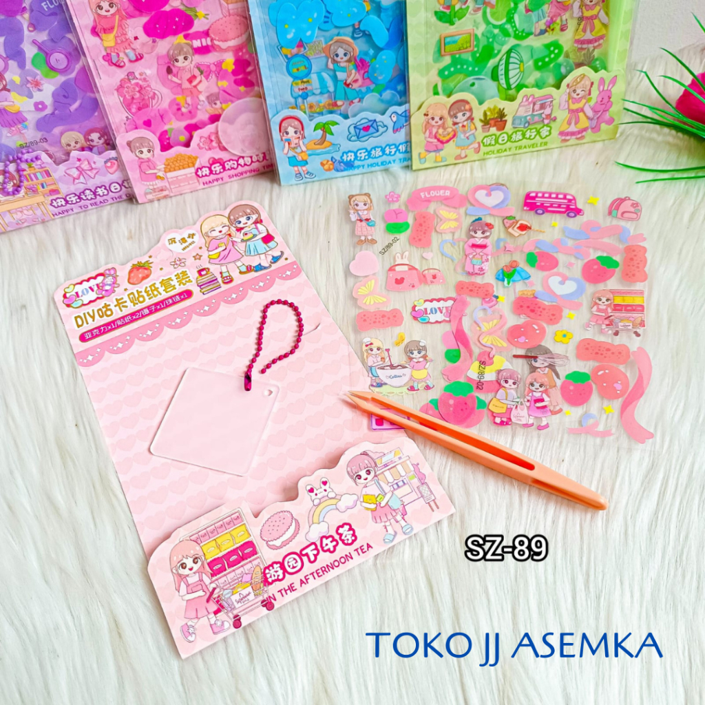

STICKER SZ-89 GANTUNGAN KUNCI AKRILIK DAN PINSET STIKER JURNALING DIY KREATIF ANAK MURAH GROSIR COD