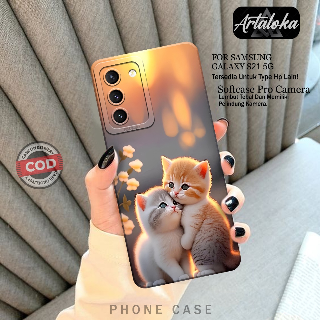 Case Hp Samsung Galaxy S21 5G Fashion Case Kucing Case Samsung Galaxy S21 5G Silikon TPU Pro Camera 