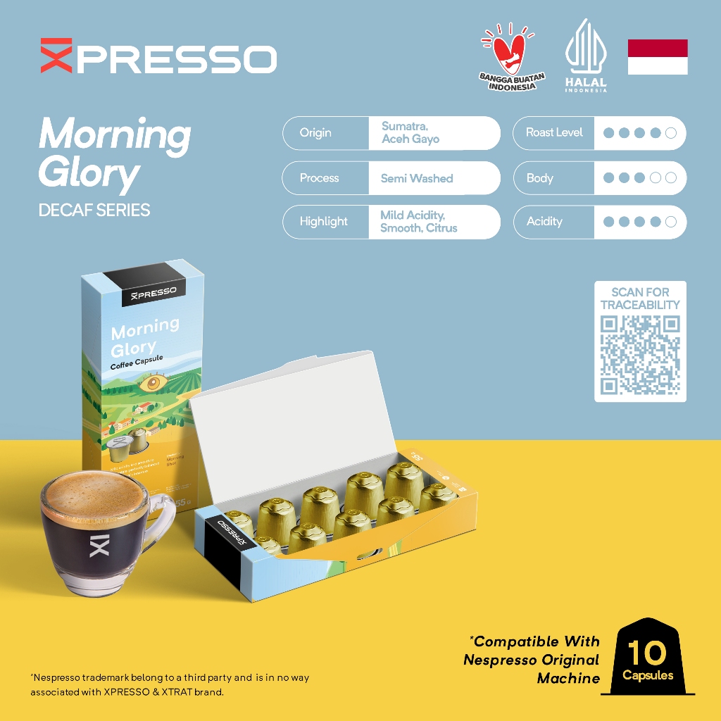 

Nespresso Capsule Compatible Kopi Kapsul Morning Glory - Xpresso Coffee Capsule