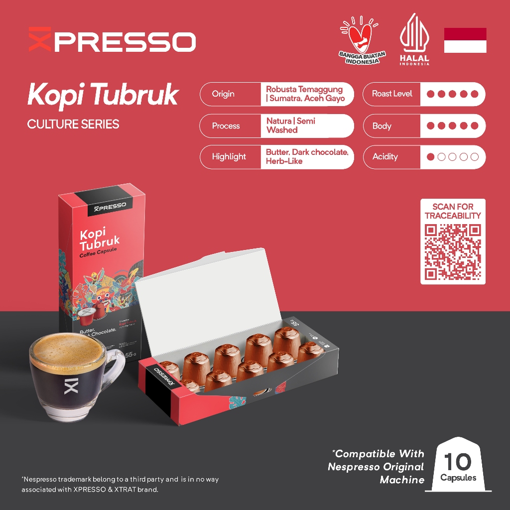 

XPRESSO Kopi Kapsul - Kopi Tubruk - Nespresso Coffee Capsules Compatible