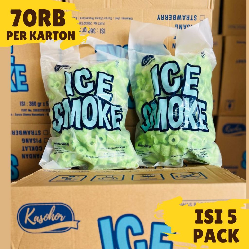 

KASOHOR ICE SMOKE ISI 5 PACK PER KARTON RASA COKLAT DAN PANDAN