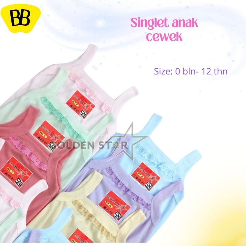 6pcs Tengtop perempuan warna untuk anak SD/kaos dalam kutang anak perempuan renda warna umur 0-12tah