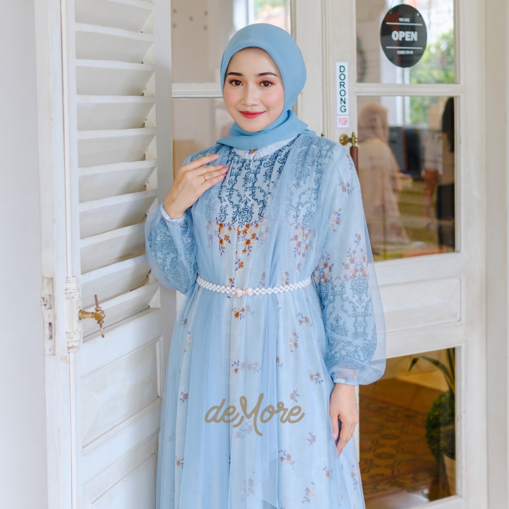 Baju Lebaran Wanita | Abaya Hitam | Busana Muslim Wanita | Gamis Lebaran Kekinian - Demore Airin