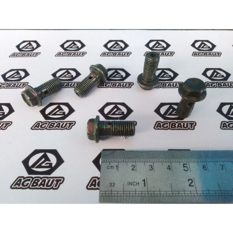 Baut Nepel Selang Rem Motor M10×1.25 Kunci 12