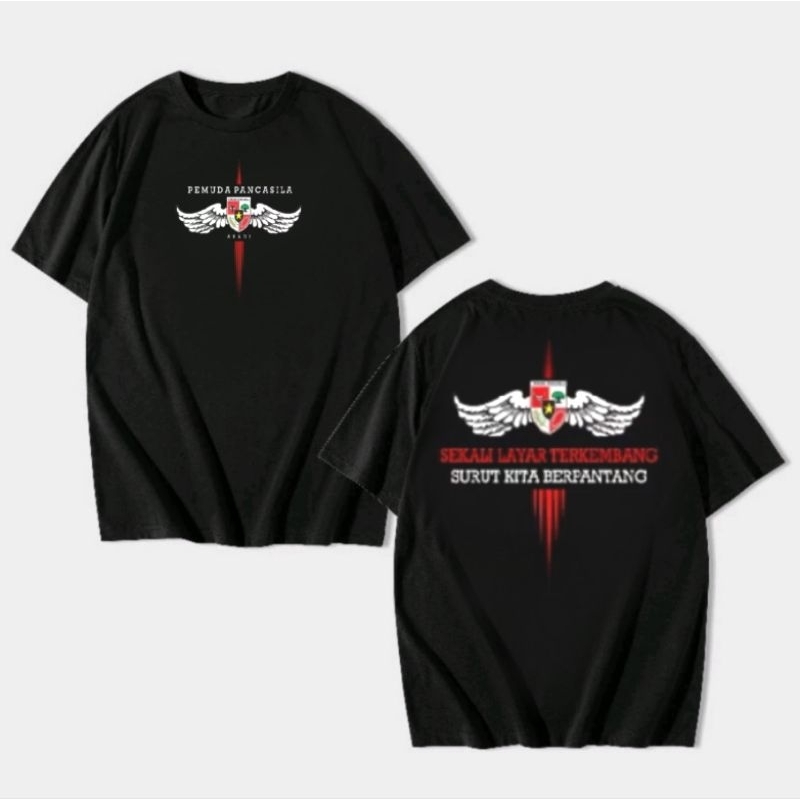 KAOS PEMUDA PANCASILA ABADI SEKALI LAYAR BERKEMBANG CORAK SAYAP PUTIH