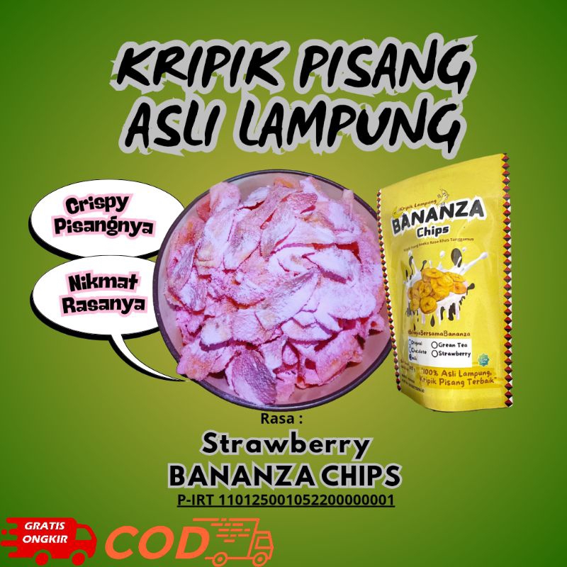 

kripik pisang Bananza chips asli lampung rasa strawberry