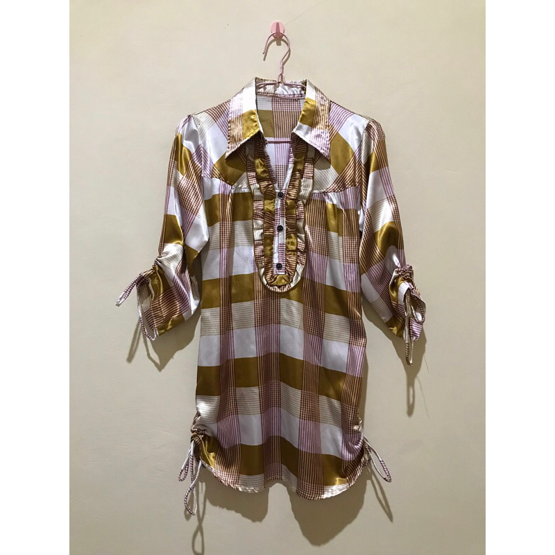 Preloved Baju Tunik Kotak-Kotak