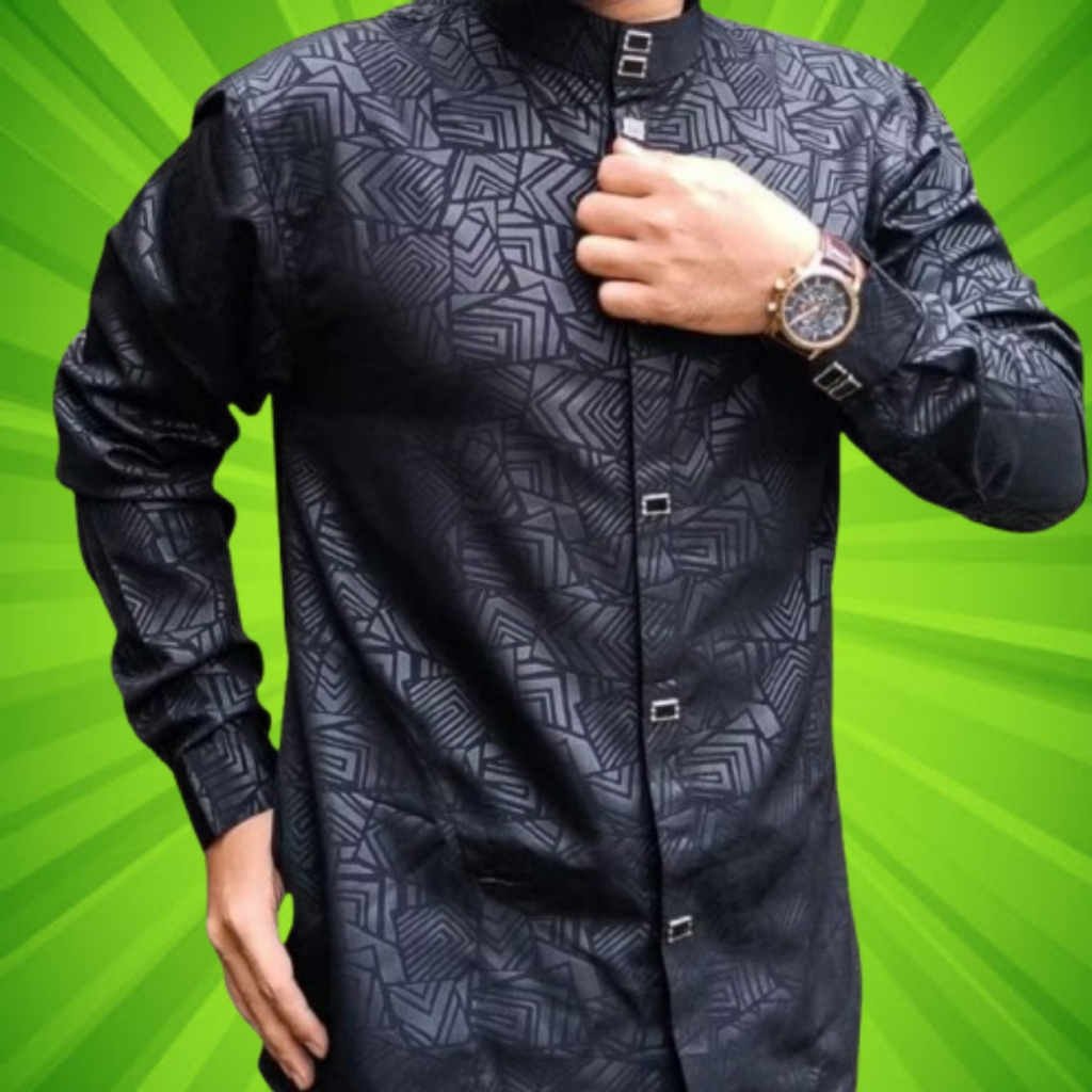 Baju koko sultan wolfis terbaik kemko muslim pria dewasa lengan panjang