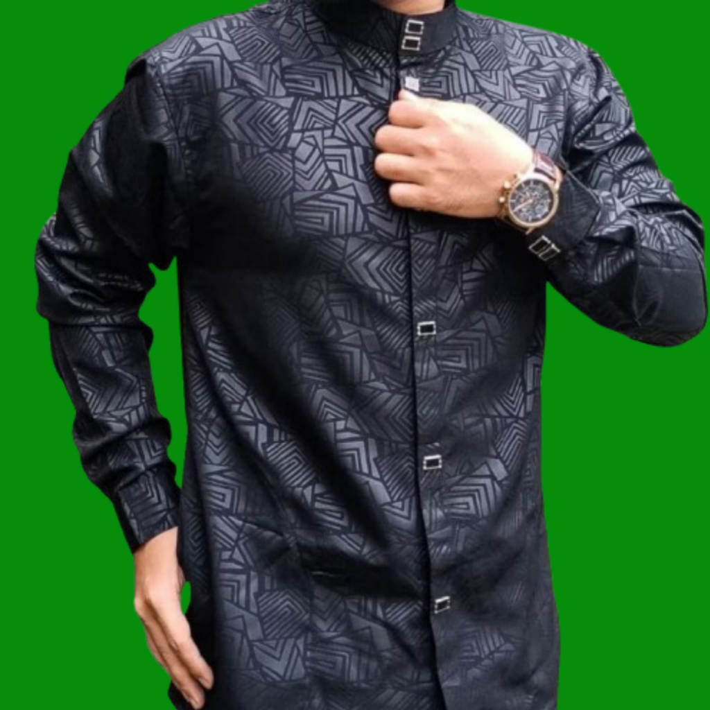 baju koko sultan embos wolfis muslim pria dewasa lengan panjng
