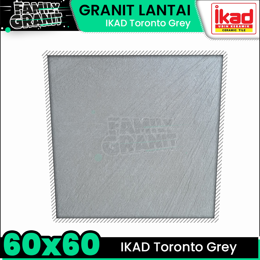 Granit Lantai 60x60 IKAD Toronto Grey Motif Batu Abu Kasar Tekstur Matte