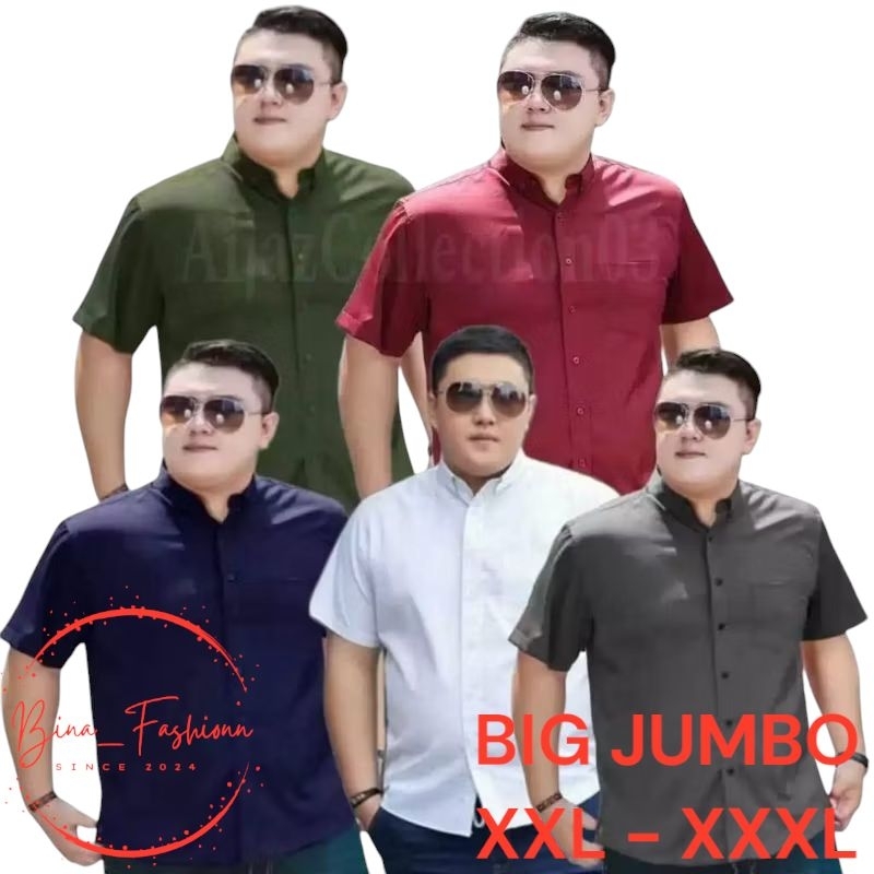 Baju Kemeja Polos Pria Lengan Pendek Jumbo Casual Premium Distro Atasan Cowok Keren Formal Santai