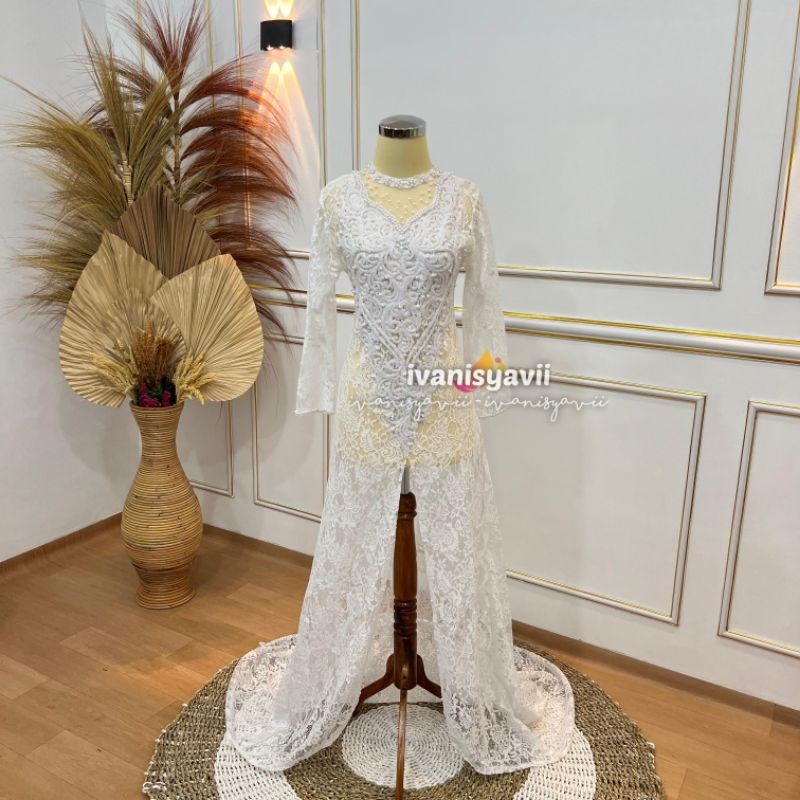 Kebaya Pengantin / Kebaya Akad - Nazwa | Bahan Broklat Kombinasi Payet