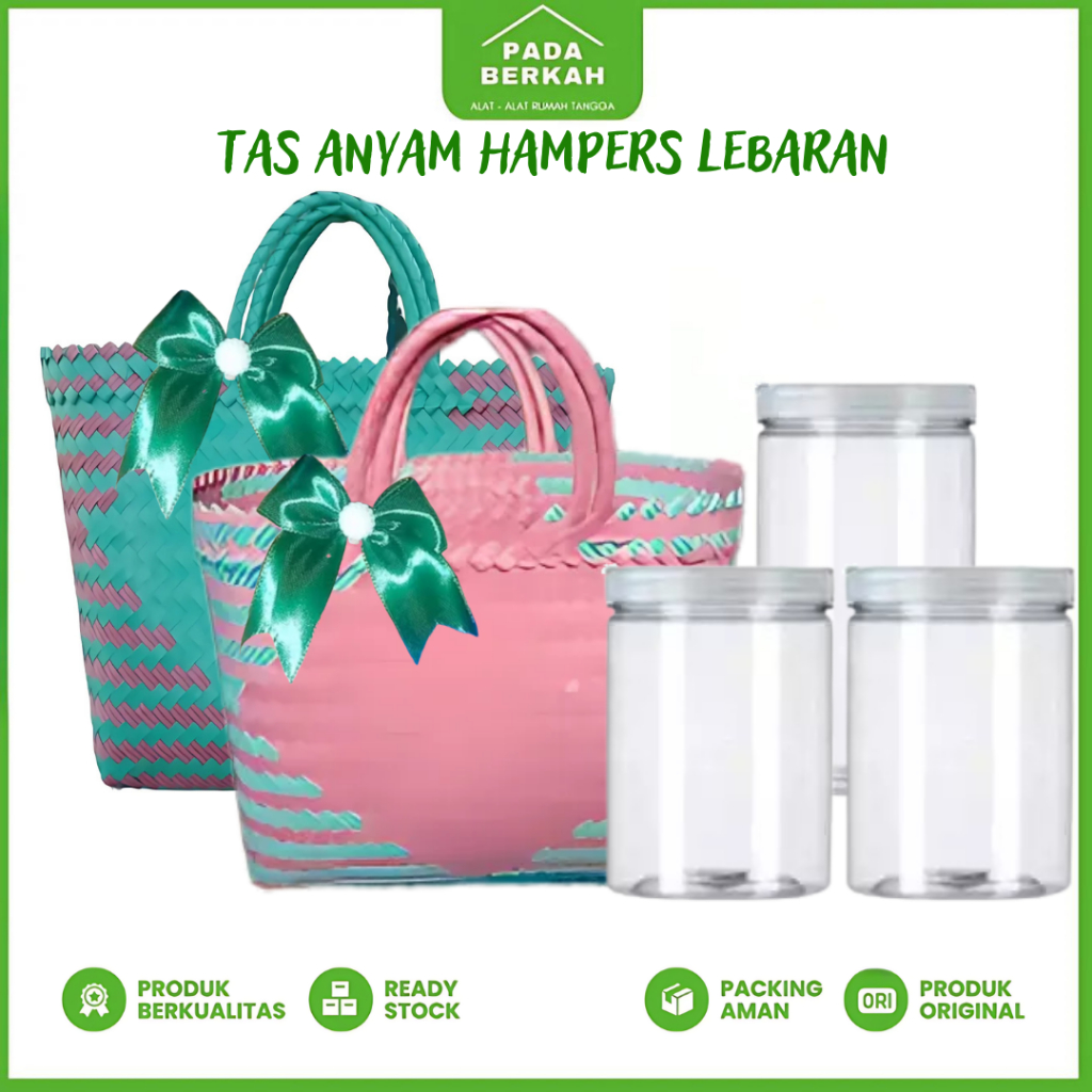 

HAMPERS LEBARAN Tas Anyam Pita Dengan Toples Jar Untuk Hampers Lebaran Hadiah Idul Fitri