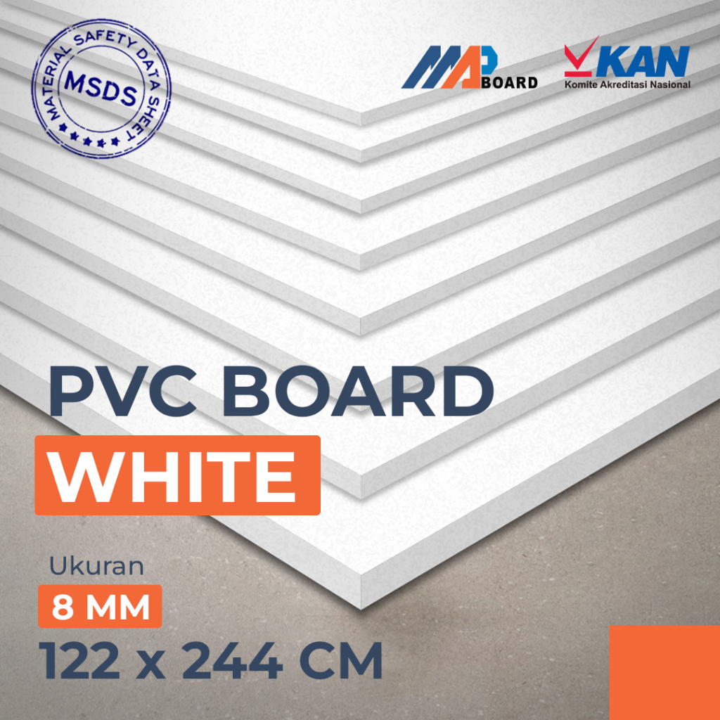 Lembaran PVC Board | PVC Foam Board | Tebal 8mm Ukuran 122 x 244cm