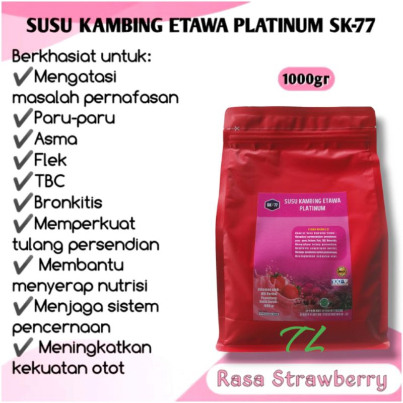 

Susu Kambing Etawa Platinum SK-77 Stroberi 1000gr (Solusi Atasi Nyeri Sendi, Asam Urat, Rematik, Masalah Pernafasan & Nutrisi Tulang)