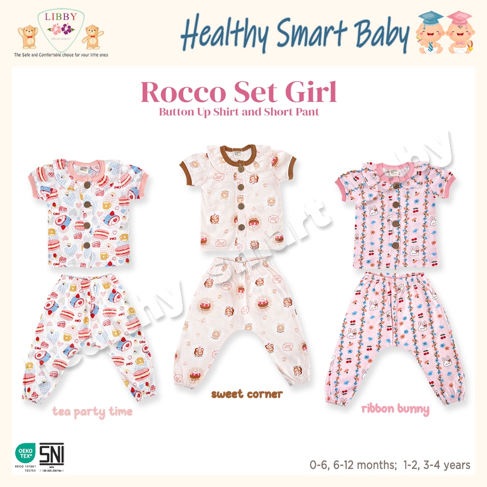 Libby Rocco Set Girl | Baju Bayi Perempuan | Libby Setelan Anak Perempuan Celana Joger