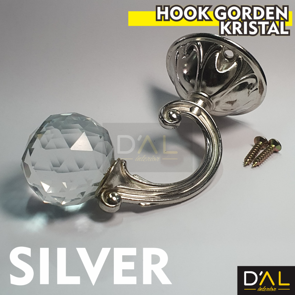 Hook Gorden Kristal Bola, Kaitan Tali Gordeng Mewah, Hook Jumbo Bola Kristal Besi Tebal