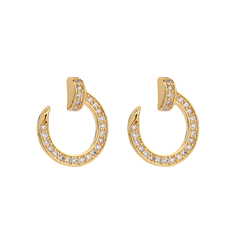 COD ️ 【17K/ 750 】Cincin telinga berbentuk kuku penuh berlian