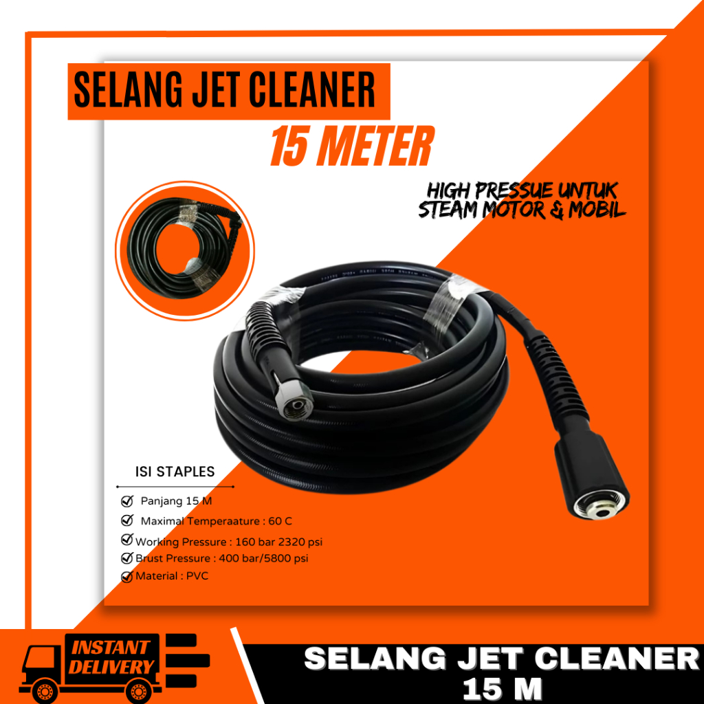Selang Mesin Jet Cleaner Panjang 15m Universal High Presure Hose 15 Meter Selang Jet Cleaner 15 Mete