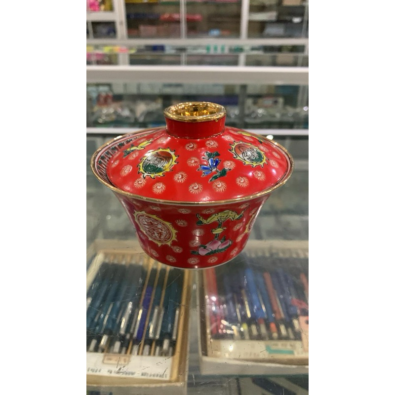 MANGKOK KACA TRADISIONAL CINA BERMOTIF