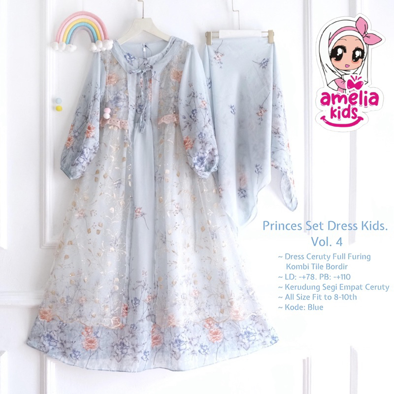 [[ Live ]] Dress Lebaran Anak Model Terbaru Princess Delima Dress by Amelia Setelan Gamis Dan Kerudu