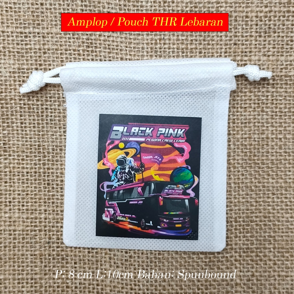 

Amplop Lebaran Unik dan Lucu Telolet Basuri Series - Pouch Serut Murah Bus Black Pink