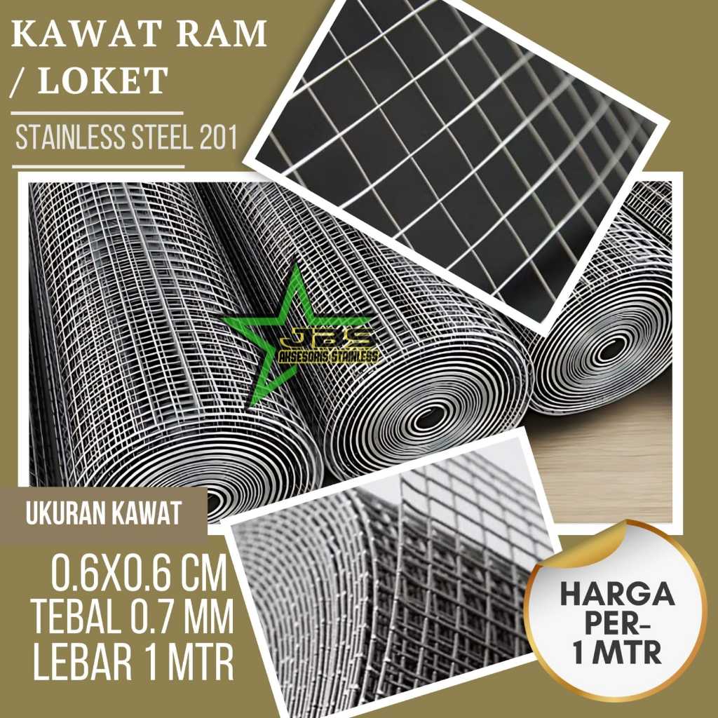 KAWAT RAM STAINLESS 6MM6MM0,7MM1MTR KAWAT LOKET MESH STAINLESS 201 PREMIUM