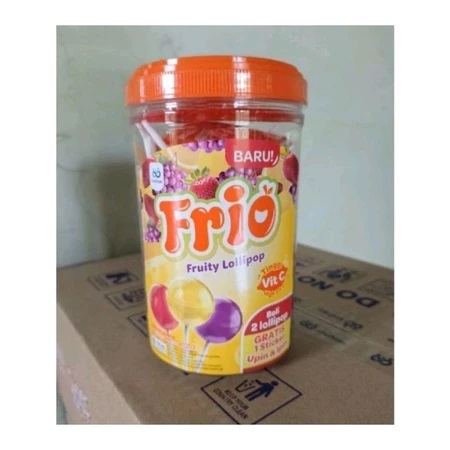 

( Toples ) Frio Permen Lolipop Rasa Buah Kemasan Jar isi 40pcs