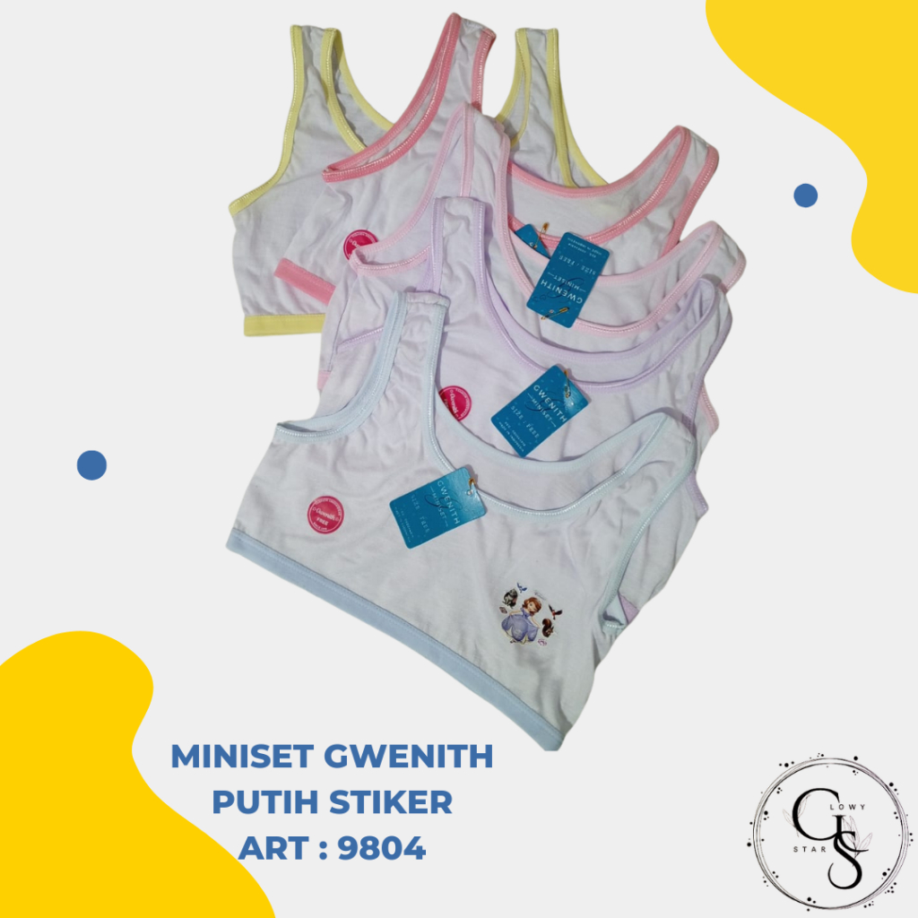 Miniset Anak Remaja Gwenith Putih Sticker | Tanpa Busa | KATUN TEBAL | 9804