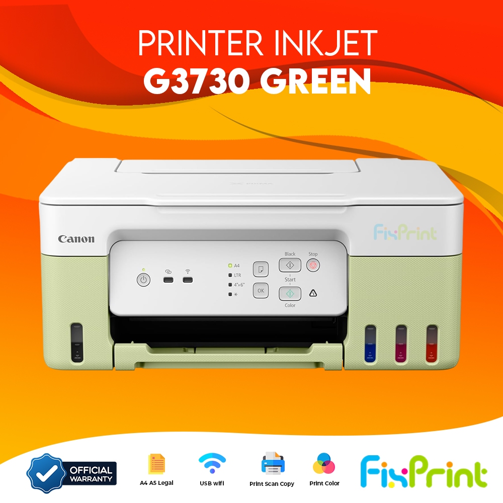 Printer InkTank Canon PIXMA G 3730 Black / Green Multifunctions All-In-One Wifi Printer Cannon G3730