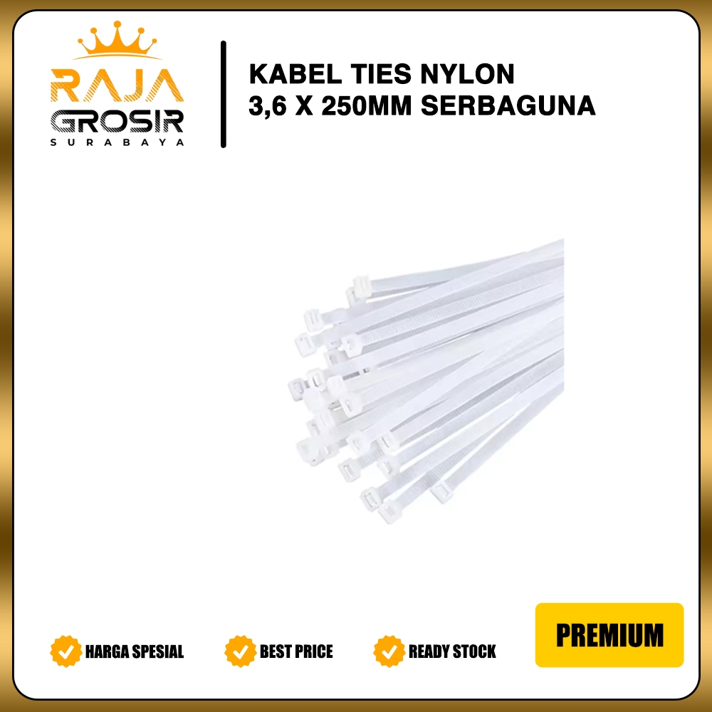 

Kabel Ties 3.6 x 250 mm Warna Putih isi 100 pcs Nylon Cable Tie Kuat Serbaguna Universal MultiFungsi