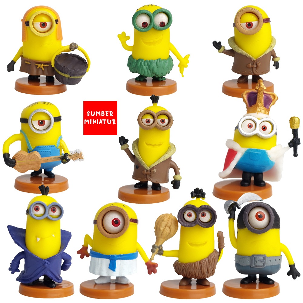 Set Figure Koleksi Minion / Topper Hiasan Kue Ultah Minion 10 pcs