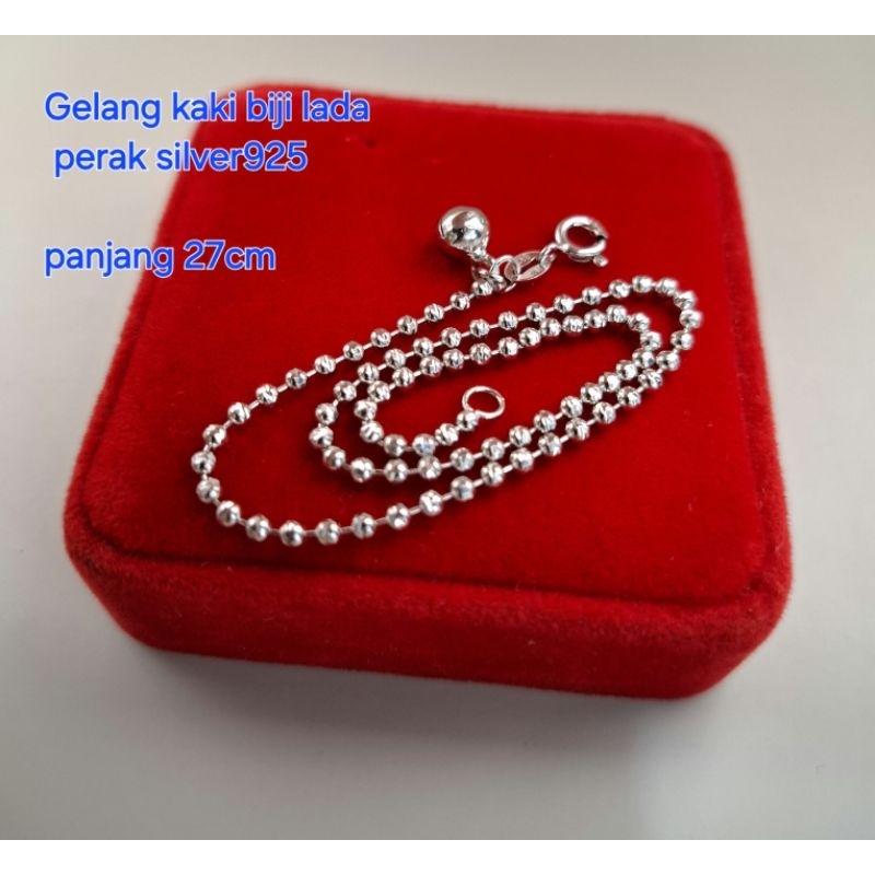 Gelang kaki biji lada perak silver925.biji lada ukir