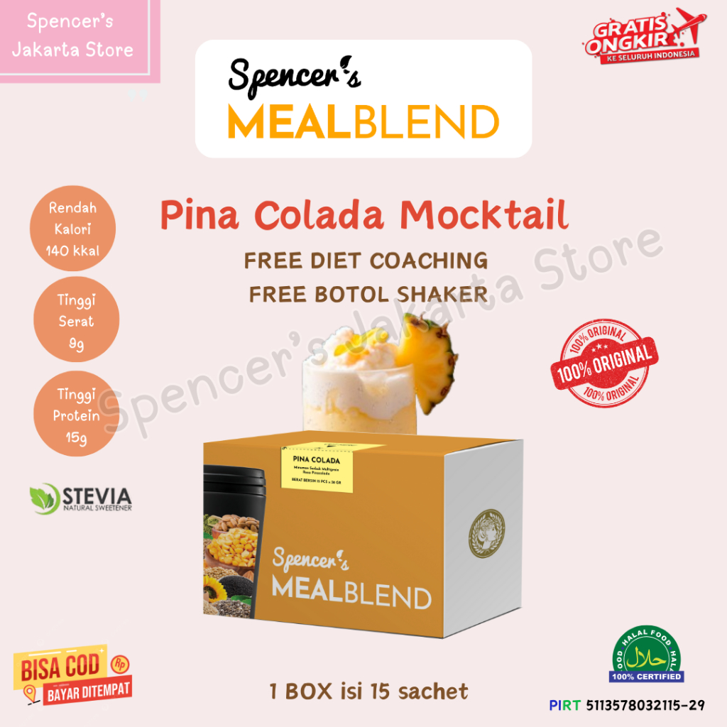 

Spencer's Mealblend Multigrain PINA COLADA - 1 Box isi 15 Sachet + BONUS SHAKER