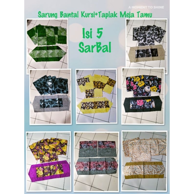 1 Set Taplak Meja Tamu dan Sarung Bantal Kursi 5pcs
