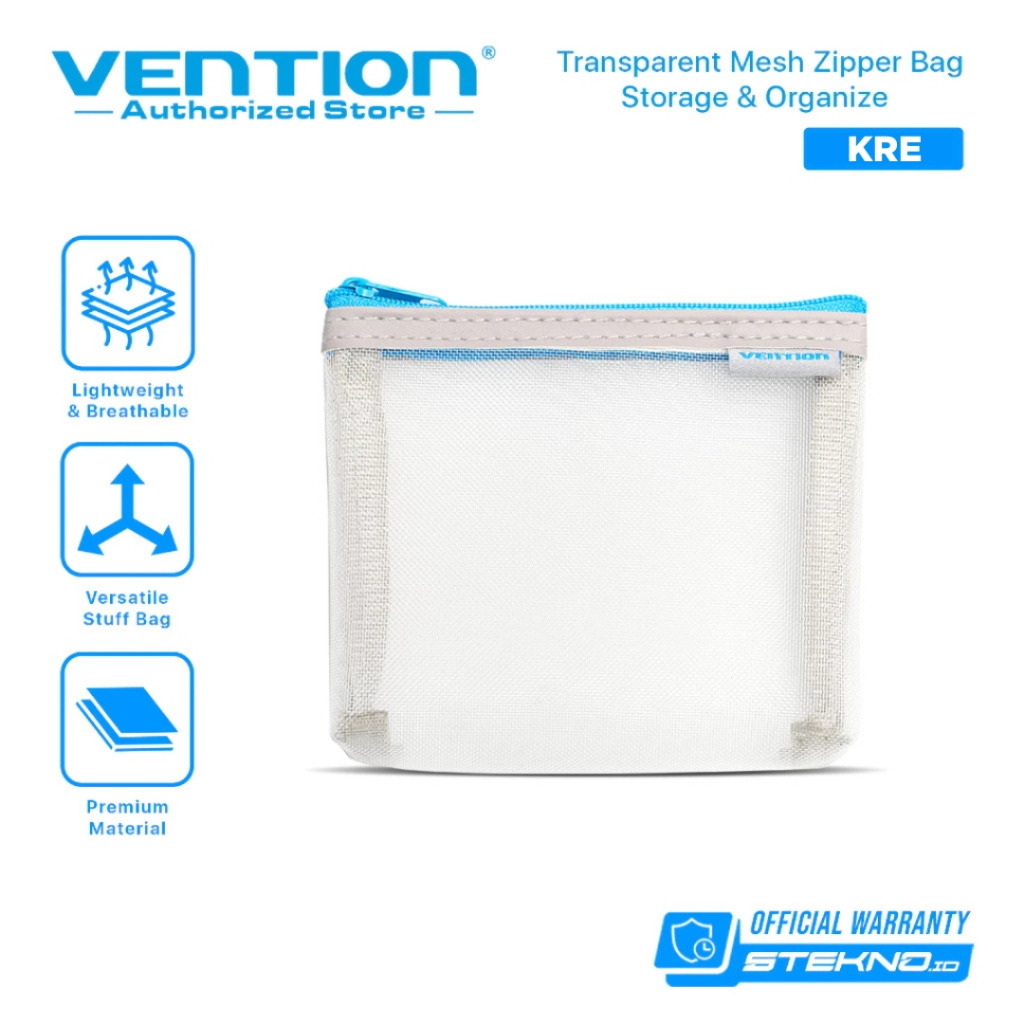 Vention Mesh Bag Zipper Storage Pouch Travel Organizer Bag Nylon KRE Grey