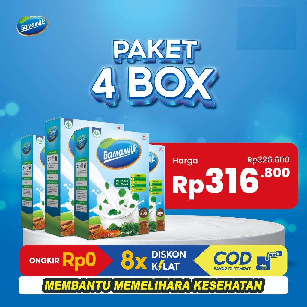 

GAMAMILK - 4 Box Susu Etawa Ekstrak Gamat dan Ekstrak Daun Kelor