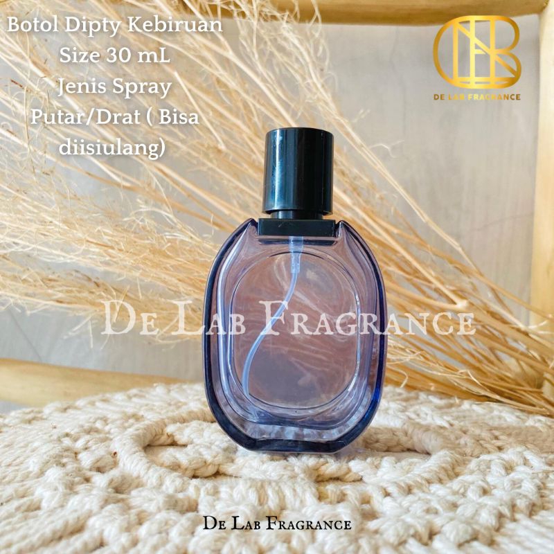 botol parfum dipty hitam kebiruan 30 ml drat putar/botol parfum ovale 30 ml/botol parfum unik/botol 