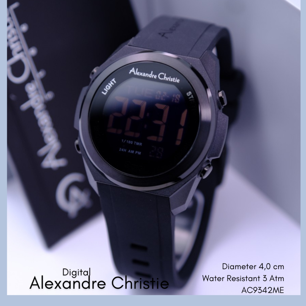 NEW Alexander Christie ORIGINAL jam tangan pria digital garansi 1 th AC 9342 black Alexandre Cristie