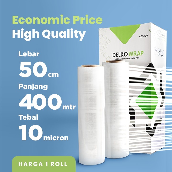 

Stretch Film 10um x 50cm x 400m Bening|Plastik Wrapping Barang Satuan