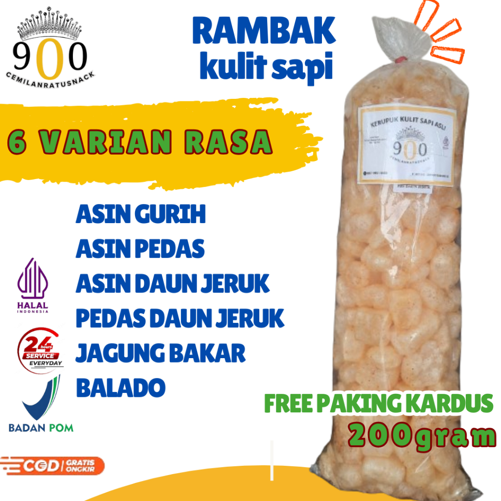 

[5 VARIAN RASA BEBAS PILIH] DOROKDOK Rambak Kulit Sapi Asli Solo 200gr