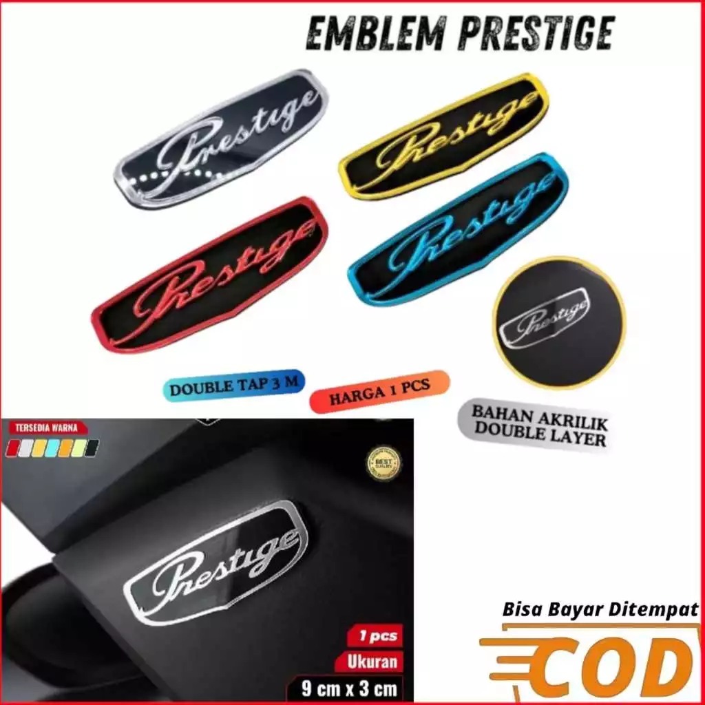 Emblem PRESTIGE logo prestige thailand motor vario beat pcx emblem prestige honda premium bahan akri