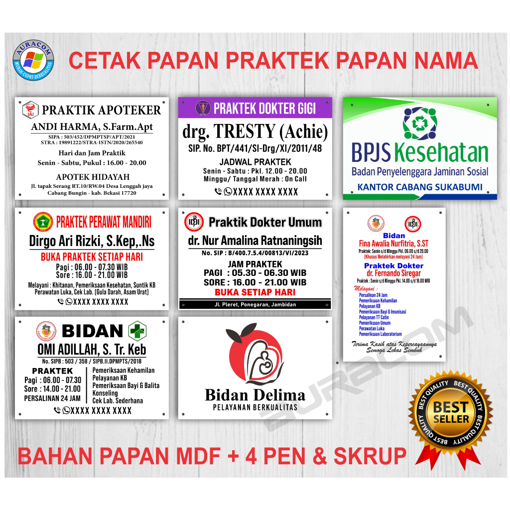 

Papan Praktek Apoteker, Dokter, Bidan, Perawat, Dll| Custom| untuk Indor (BAHAN PAPAN MDF) - B50