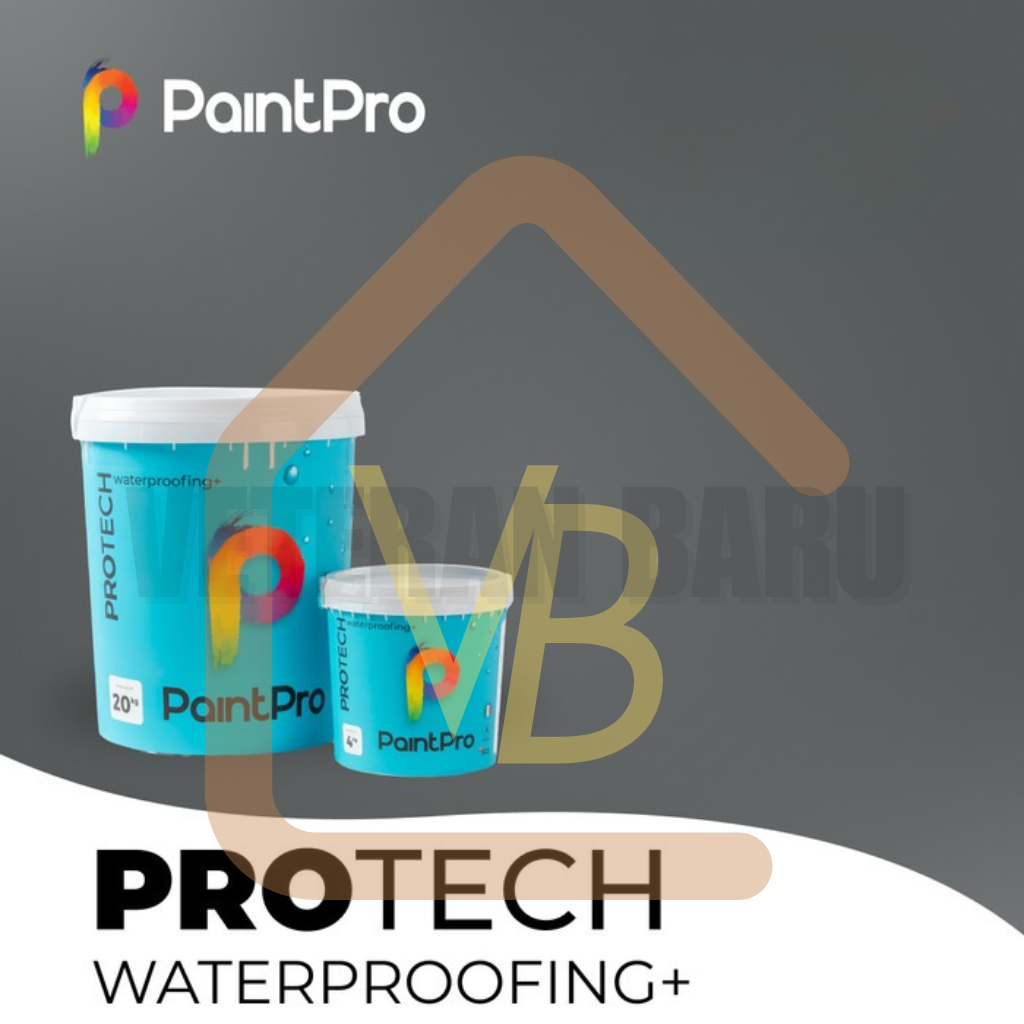 PaintPro ProTech Cat Pelapis Anti Bocor Waterproof Nodrop Warna Putih Hitam Abu
