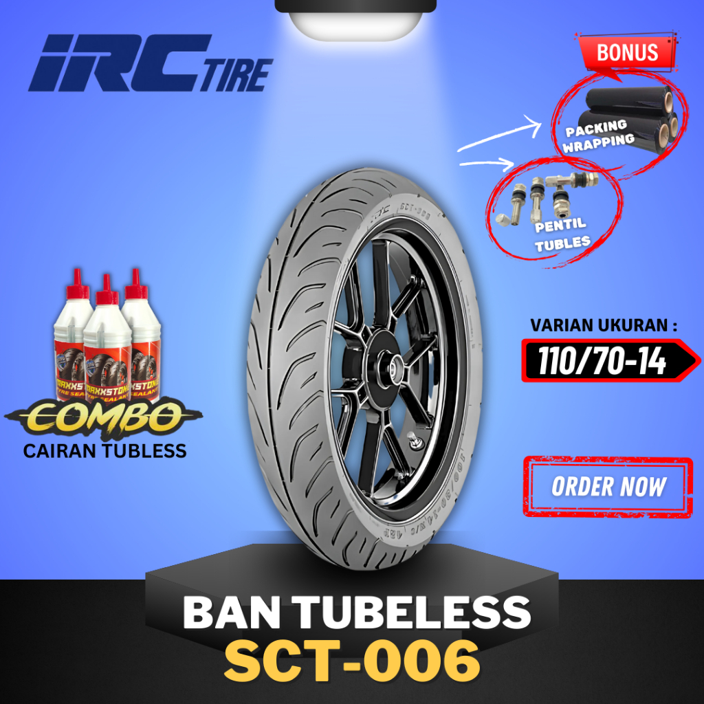 [READY COD] BAN IRC SCT006 110/70-14 RING 14 / BAN TUBELESS IRC RING 14 BAN MOTOR PCX AEROX VARIO / 