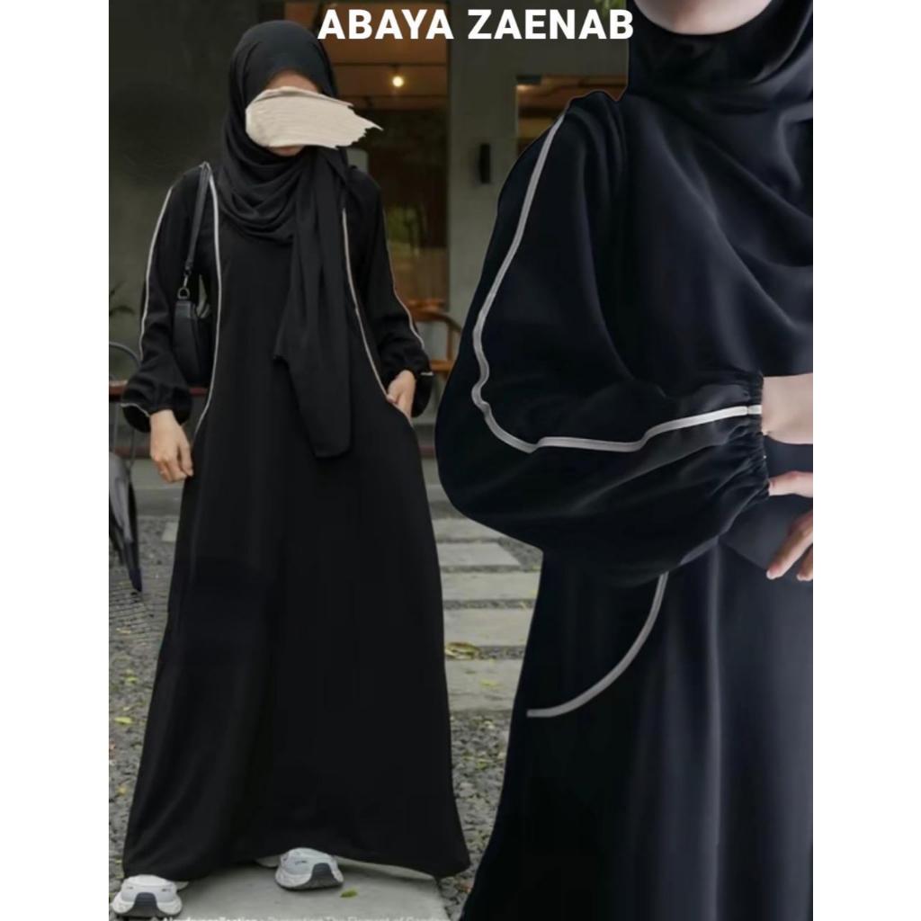 Abaya Hitam Basic List Putih Terbaru Abaya Simple Menarik Maxi Dress Remaja Muslim turkey